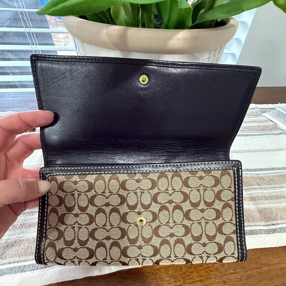 COACH VINTAGE TRIFOLD CHECKBOOK WALLET & INSERT MONOGRAM CANVAS LEATHER - Picture 6 of 16